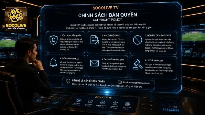 Chính sách bản quyền về nội dung, hình ảnh và quyền sở hữu trí tuệ trên Socolive TV