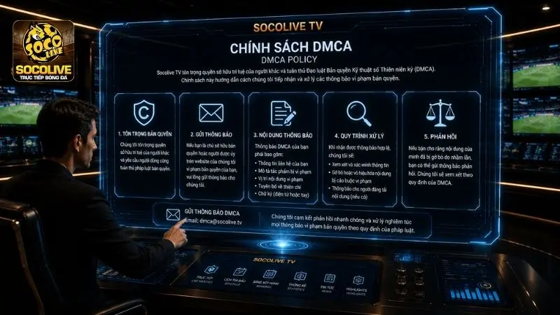 Chính sách DMCA hướng dẫn gửi thông báo vi phạm bản quyền tới Socolive TV