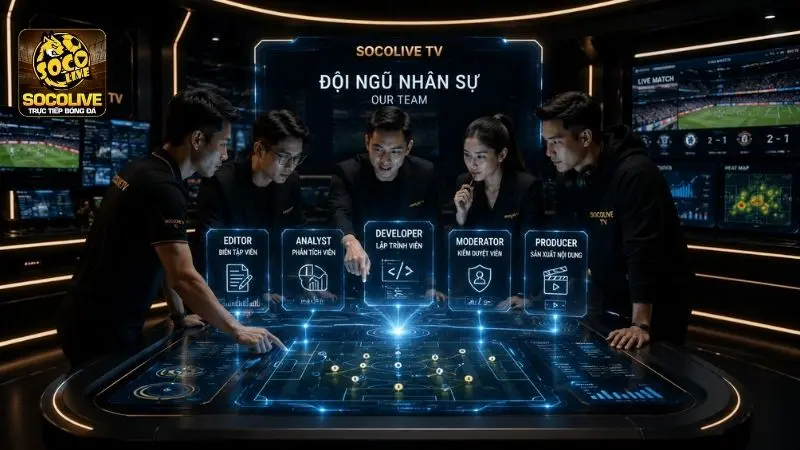 Đội ngũ biên tập viên, lập trình viên, kiểm duyệt viên và chuyên viên phân tích tại Socolive TV