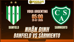 Nhận định Banfield vs Sarmiento 29/07 với nhận định trước trận, phân tích phong độ, đội hình dự kiến và tỷ lệ bóng đá mới nhất.
